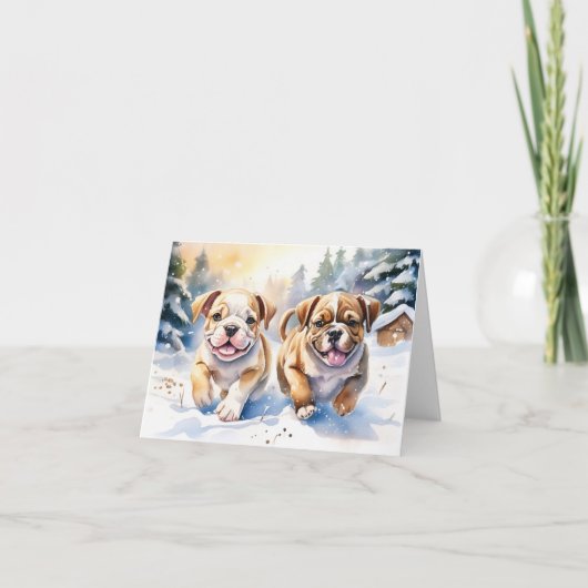 Niedliche Puppy-Xmas-Karte Dankeskarte (Vorderseite)