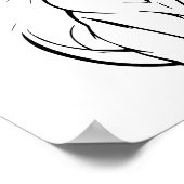 Niedliche Pussy Cat Line Zeichnend Kunst Poster (Ecke)