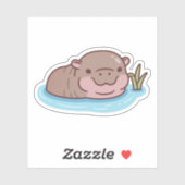 Niedliche Pygmäen-Hippo-Kälte im Fluss Aufkleber (Blatt)