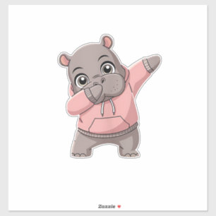 Niedliche Pygmäen Hippo Kinder Mädchen Jungen Dabb Aufkleber
