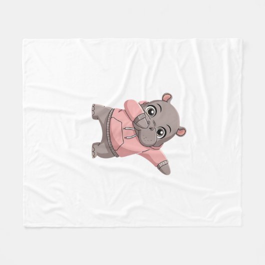 Niedliche Pygmäen Hippo Kinder Mädchen Jungen Dabb Fleecedecke (Vorderseite (Horizontal))
