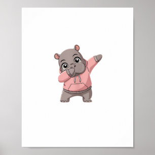 Niedliche Pygmäen Hippo Kinder Mädchen Jungen Dabb Poster
