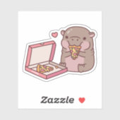 Niedliche Pygmäen Hippo-Lieben Pizza essen Aufkleber (Blatt)