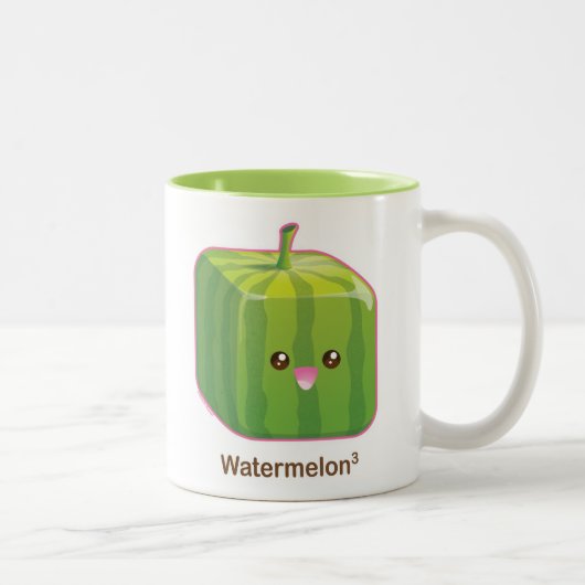 Niedliche quadratische Wassermelone Zweifarbige Tasse (Rechts)