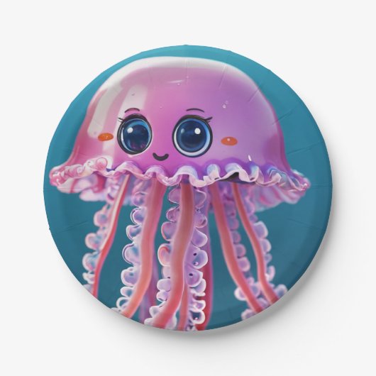 niedliche Qualle Pappteller (Vorderseite)