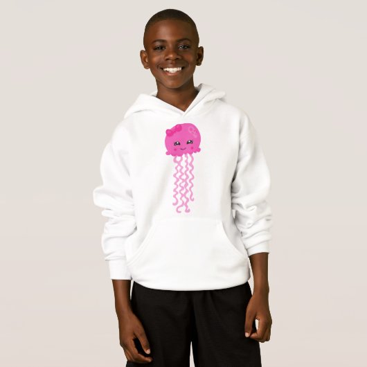 Niedliche Quallen, kleine Quallen, rosa Quallen Hoodie (Vorne ganz)