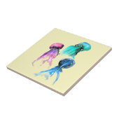 Niedliche Quallen-Trio Aquarellkunst Fliese (Seite)