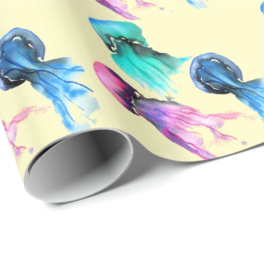 Niedliche Quallen-Trio Aquarellkunst Geschenkpapier (Rolleneckpunkt)