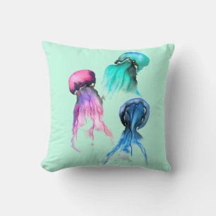 Niedliche Quallen-Trio Aquarellkunst Kissen