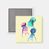 Niedliche Quallen-Trio Aquarellkunst Magnet (Vorderseite/Rückseite)