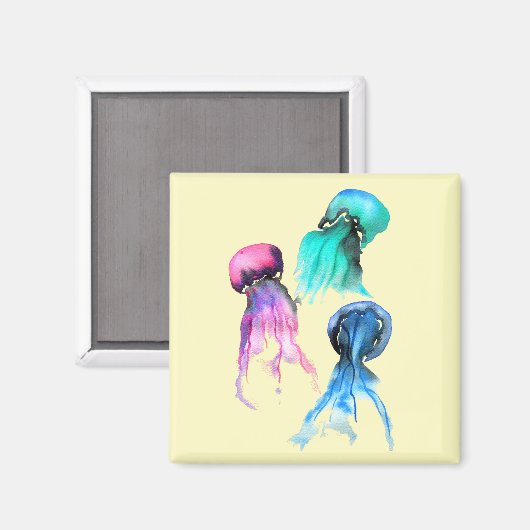 Niedliche Quallen-Trio Aquarellkunst Magnet (Vorderseite/Rückseite)