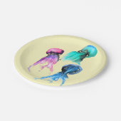 Niedliche Quallen-Trio Aquarellkunst Pappteller (Schrägansicht)