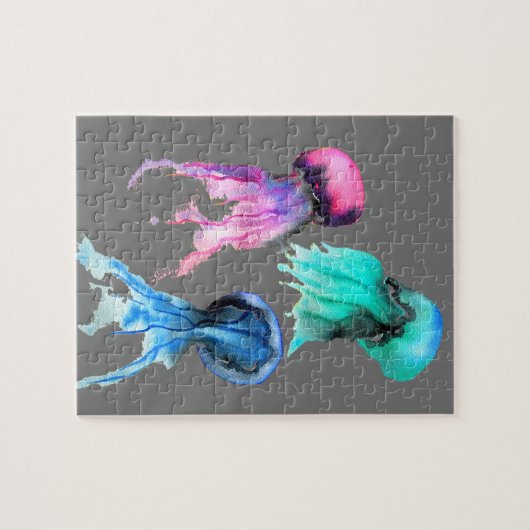 Niedliche Quallen-Trio Aquarellkunst Puzzle (Horizontal)
