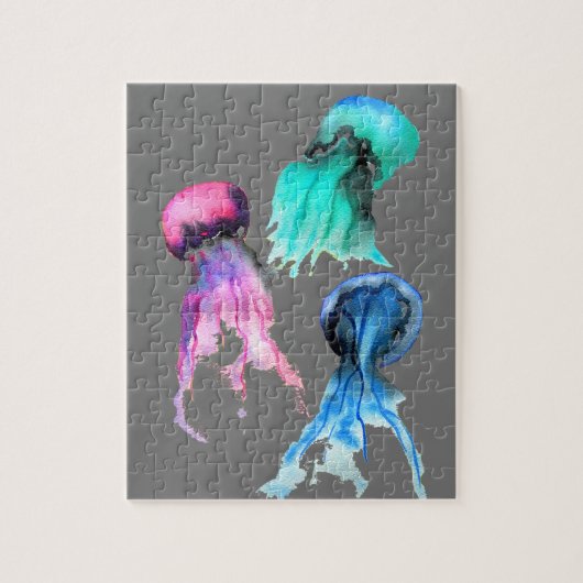 Niedliche Quallen-Trio Aquarellkunst Puzzle (Vertikal)