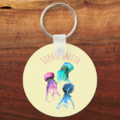 Niedliche Quallen-Trio Aquarellkunst Schlüsselanhänger (Vorderseite)