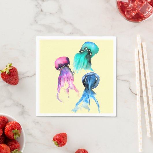 Niedliche Quallen-Trio Aquarellkunst Serviette (Beispiel)