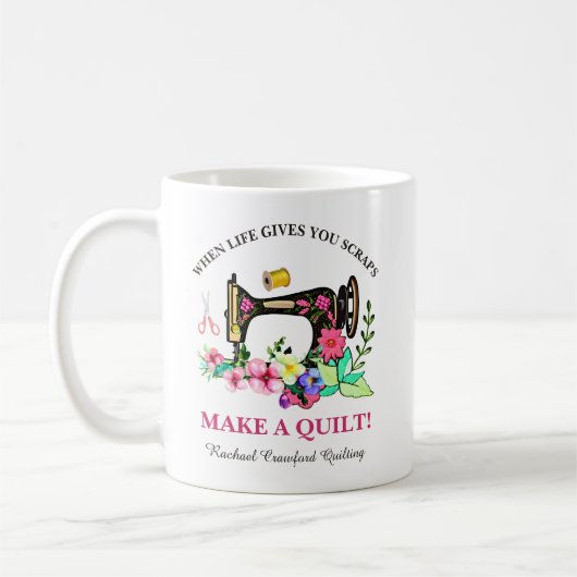 Niedliche Quilter benutzerdefiniert Kaffeetasse (Links)