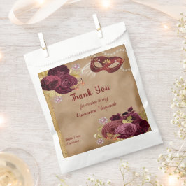 Niedliche Quinceañera Masquerade Burgund Englische Geschenktütchen
