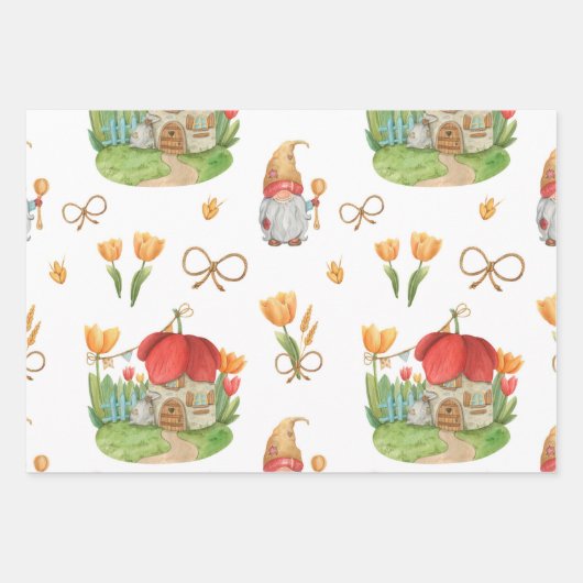 Niedliche Quirky Backferien Weihnachtsgnomen Geschenkpapier Set (Vorderseite 2)