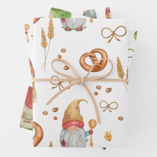 Niedliche Quirky Backferien Weihnachtsgnomen Geschenkpapier Set (Beispiel)