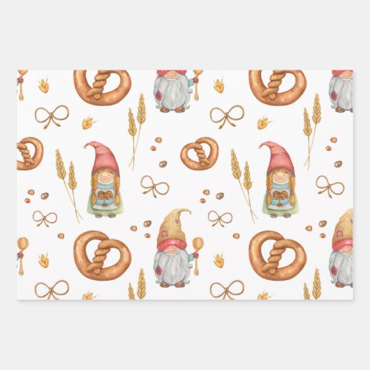 Niedliche Quirky Backferien Weihnachtsgnomen Geschenkpapier Set (Vorderseite)