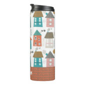 Niedliche Quirky-Häuser Personalisiert Thermosbecher (Nach rechts gedreht)