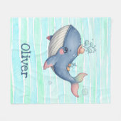 Niedliche Quirky Little Whale Fleecedecke (Vorderseite (Horizontal))
