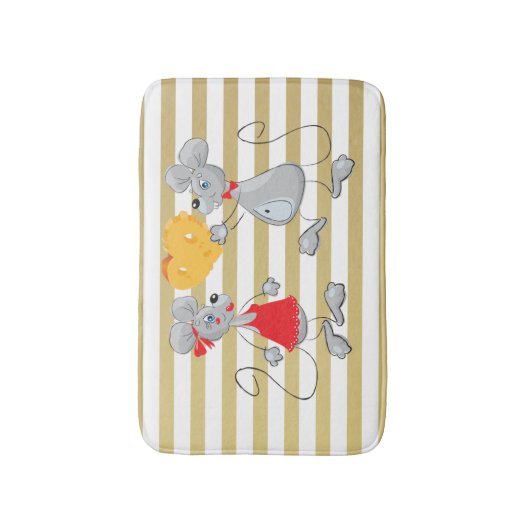 Niedliche Quirky Whimsical Mouses-Stripes Badematte (Vorderseite Vertikal)