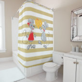 Niedliche Quirky Whimsical Mouses-Stripes Duschvorhang (Beispiel)