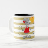 Niedliche Quirky Whimsical Mouses-Stripes Zweifarbige Tasse (Vorderseite Links)