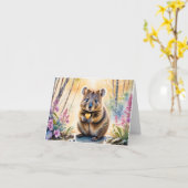 Niedliche Quokka-Blume Herzklopfgrün Karte (Gelbe Blume)