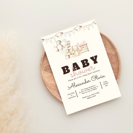 Niedliche Rabbit Boho Babydusche Einladung