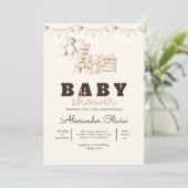 Niedliche Rabbit Boho Babydusche Einladung (Stehend Vorderseite)