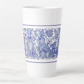Niedliche Rabbit-Familie Blue White Delft Dedham T Milchtasse (Vorderseite)