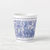 Niedliche Rabbit-Familie Blue White Delft Dedham T Milchtasse (Vorderseite)