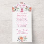 Niedliche Rabbit Hare Blume Es ist eine Girl Baby  All In One Einladung (Innen)