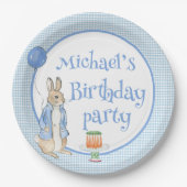 Niedliche Rabbit Kariert Boys Geburtstagsparty Pappteller (Vorderseite)