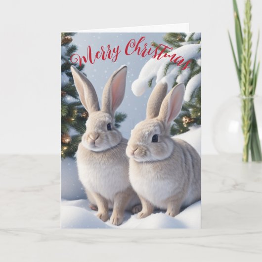 Niedliche Rabbit Weihnachtskarte Feiertagskarte (Vorderseite)
