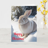 Niedliche Rabbit Weihnachtskarte Karte (Gelbe Blume)