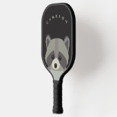 Niedliche Raccoon-Abbildung Personalisierter Name Pickleball Schläger (Links)