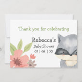 Niedliche Raccoon Babydusche Danke Karte (Vorderseite)