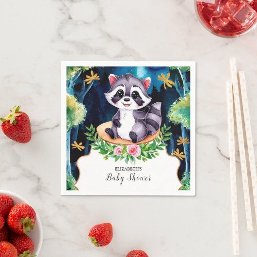 Niedliche Raccoon Babydusche Serviette (Beispiel)