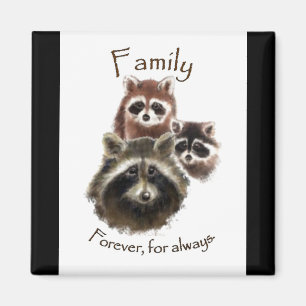 Niedliche Raccoon-Familie, für immer und immer, Magnet