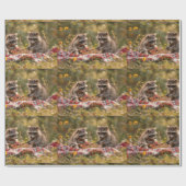 Niedliche Raccoon-Familie mit Picknick Geschenkpapier (Flach)