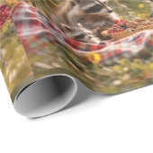 Niedliche Raccoon-Familie mit Picknick Geschenkpapier (Rolleneckpunkt)