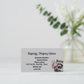 Niedliche Raccoon Florist Blume liefern Geschäft Visitenkarte (Stehend Vorderseite)