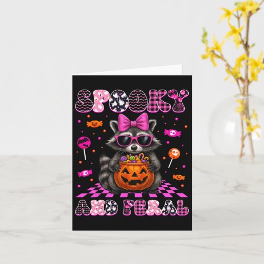 Niedliche Raccoon Halloween Kostüme W Karte (Gelbe Blume)