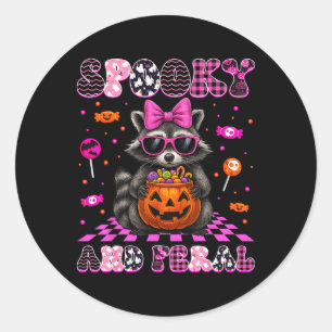 Niedliche Raccoon Halloween Kostüme W Runder Aufkleber