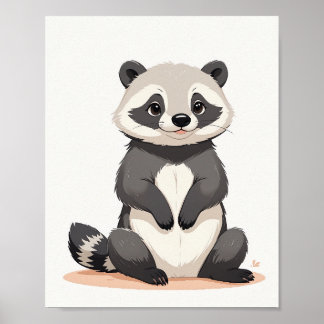 Niedliche Raccoon-Illustration Poster