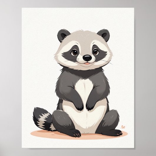 Niedliche Raccoon-Illustration Poster (Vorne)